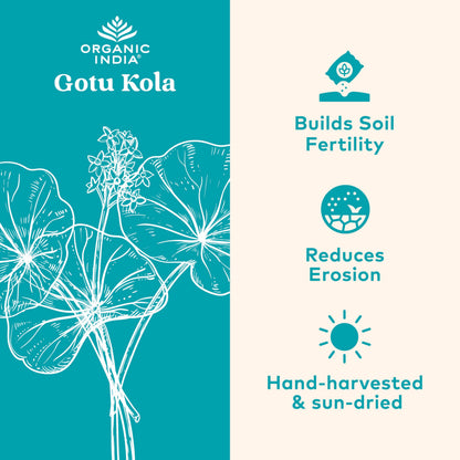 Organic India Gotu Kola dietary supplement label showing USDA Organic certification