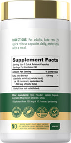 Carlyle Gotu Kola dietary supplement bottle showing ingredient facts and dosage directions