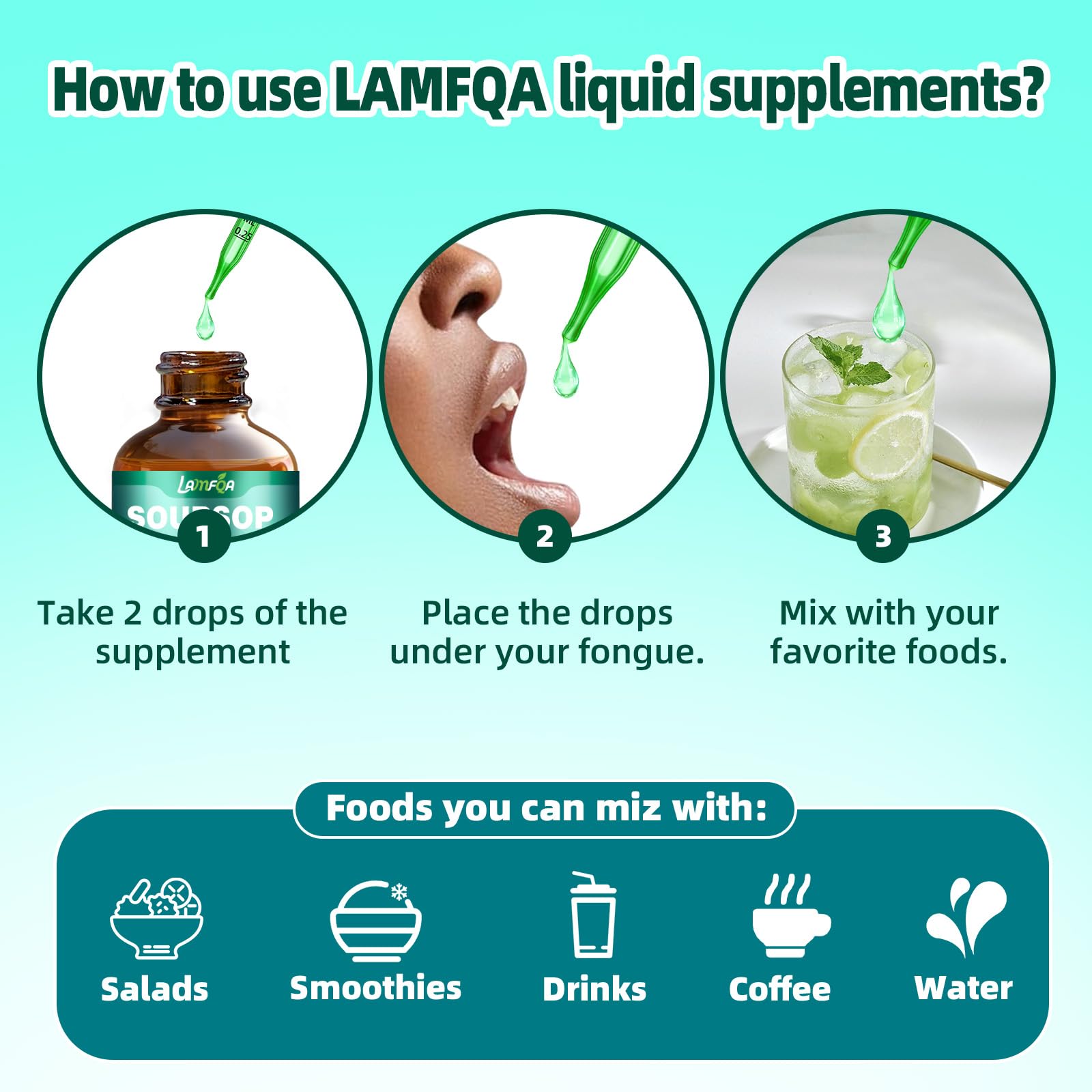 LAMFQA Soursop Bitters 10 in 1 herbal supplement bottle showcasing the authentic imported packaging.
