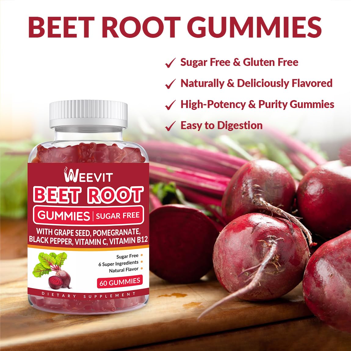 Side view of Weevit nitric oxide booster gummy packaging