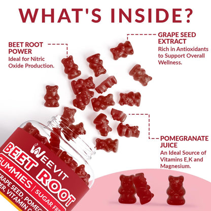 Benefits and key ingredients displayed on Weevit supplement bottle