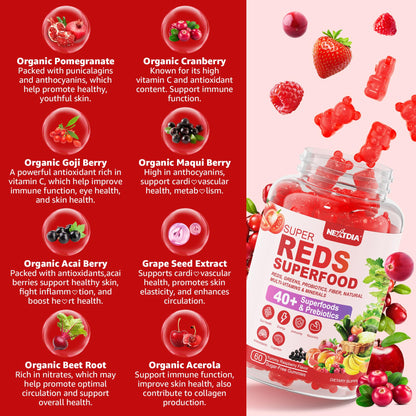 Nextdia Super Greens and Reds Gummies fruit flavor texture
