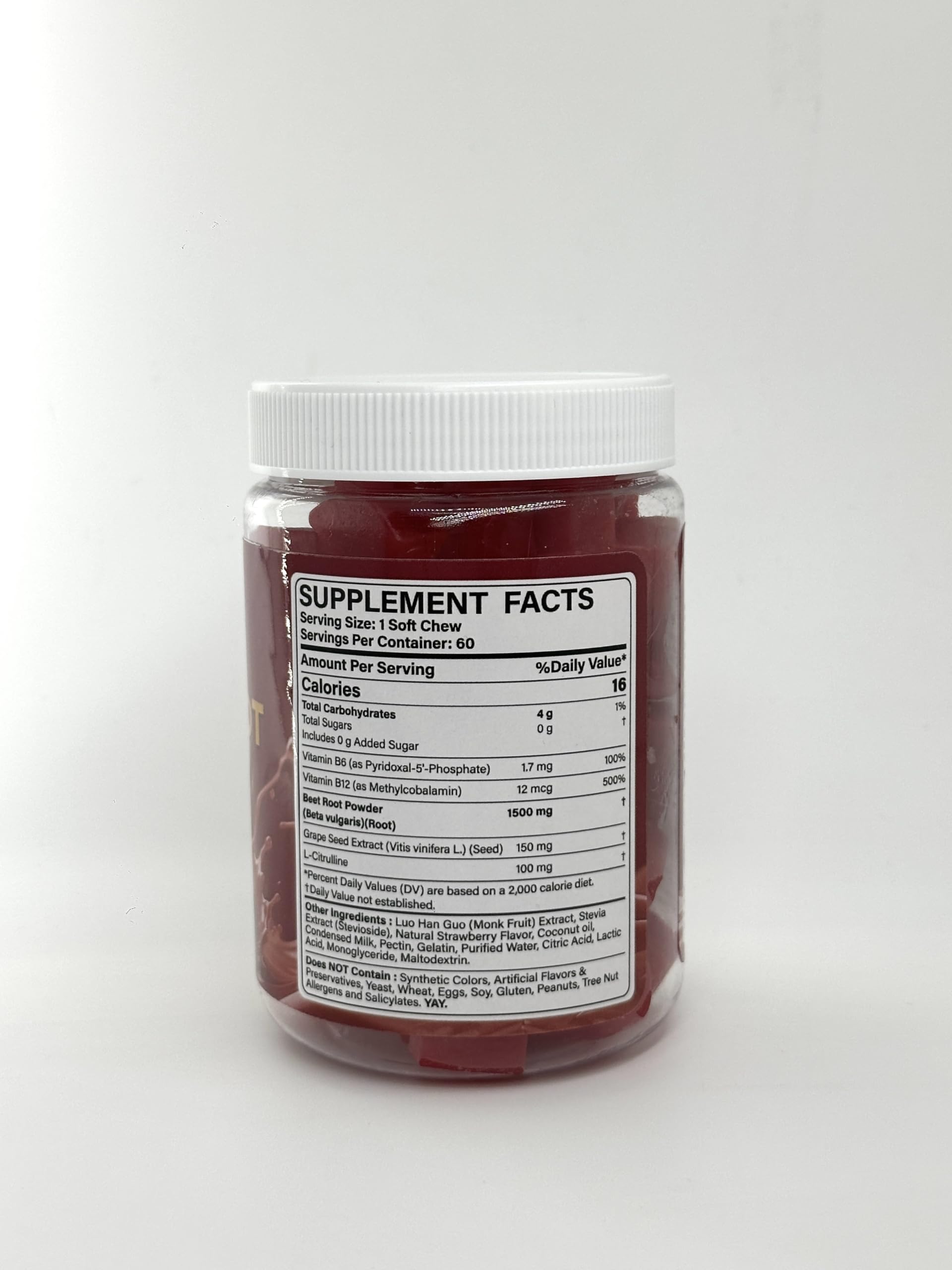 Neviss Beet Heart Chews with strawberry flavor icon