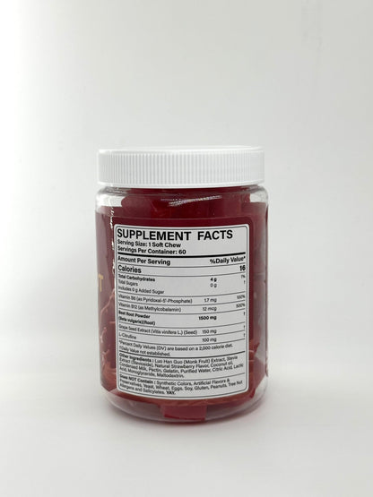 Neviss Beet Heart Chews with strawberry flavor icon