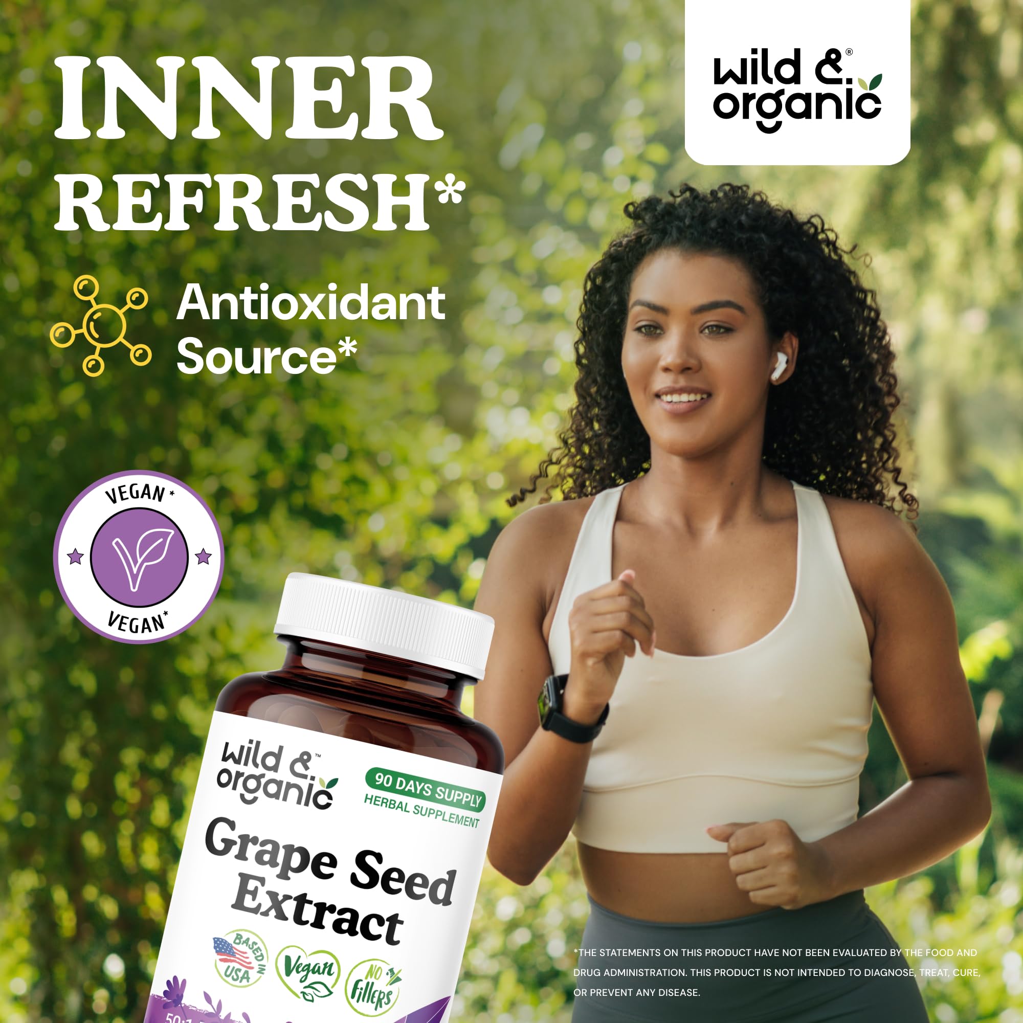 Wild and Organic Grape Seed Extract nutritional supplement label
