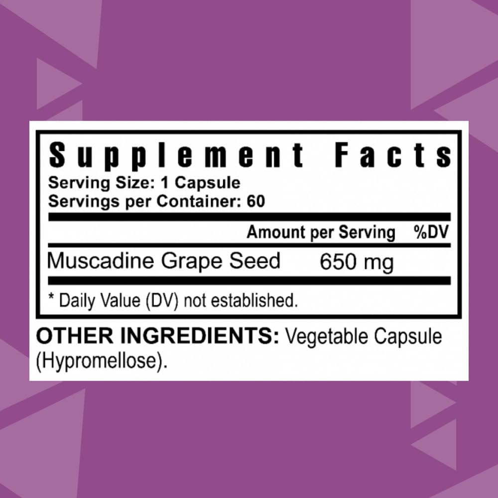 Youngevity muscadine grape seed extract supplement label details