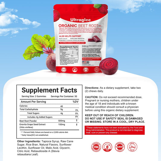 Ultraglee Beetsroot Heart supplement label details