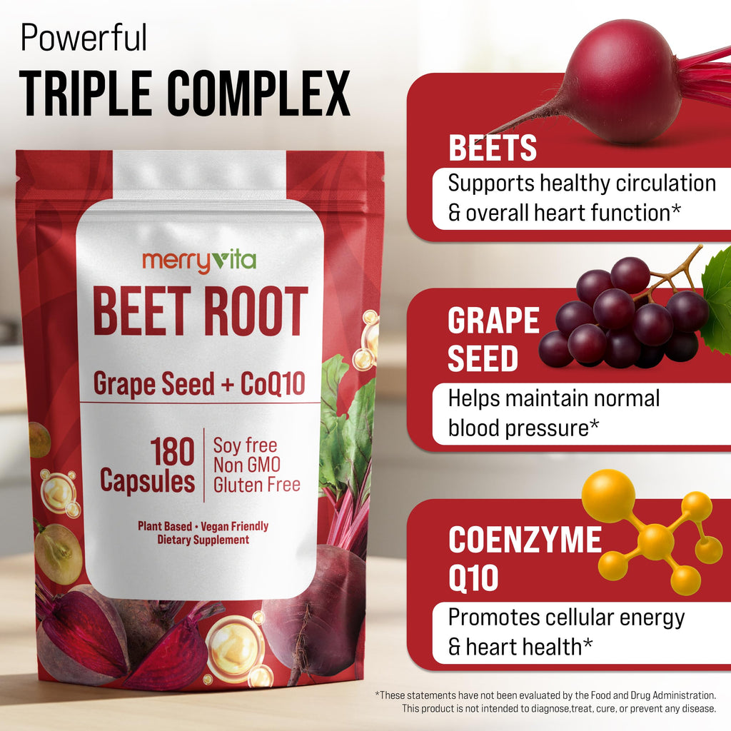 Merry Vita Beet Root supplement bottle nutrition label