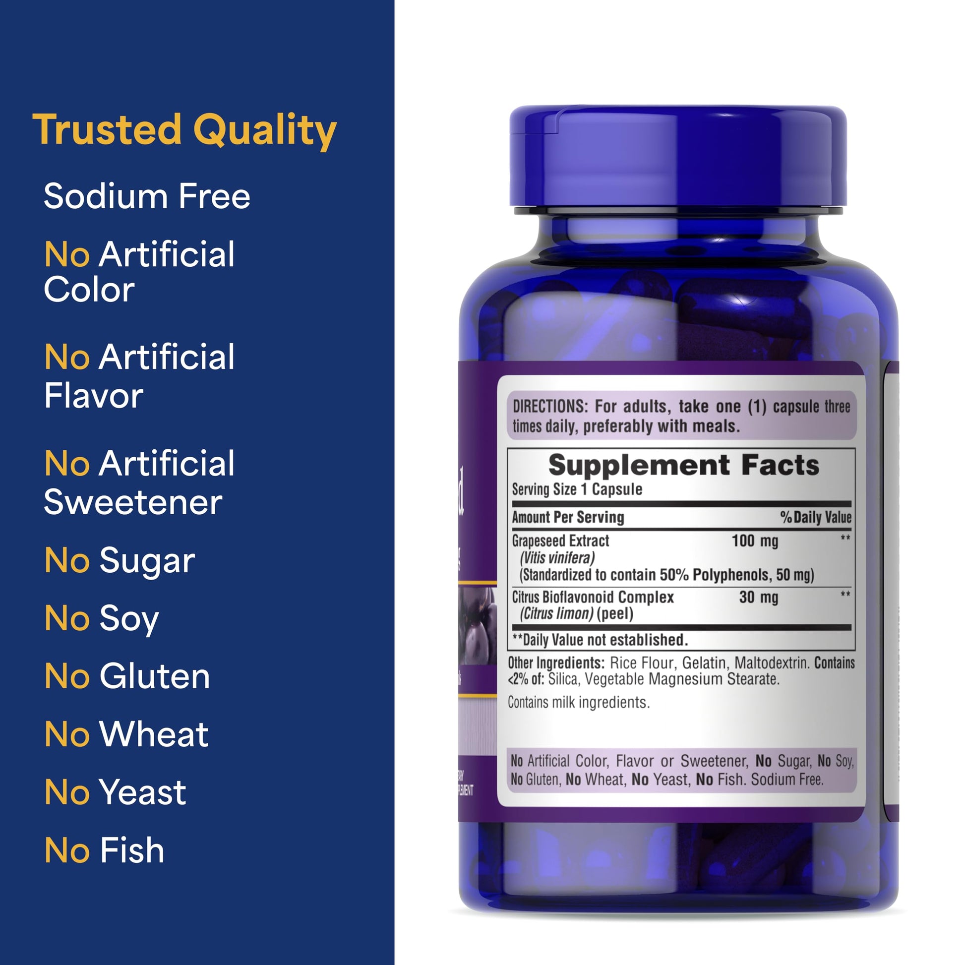 Puritan's Pride Grapeseed Extract capsules health supplement branding