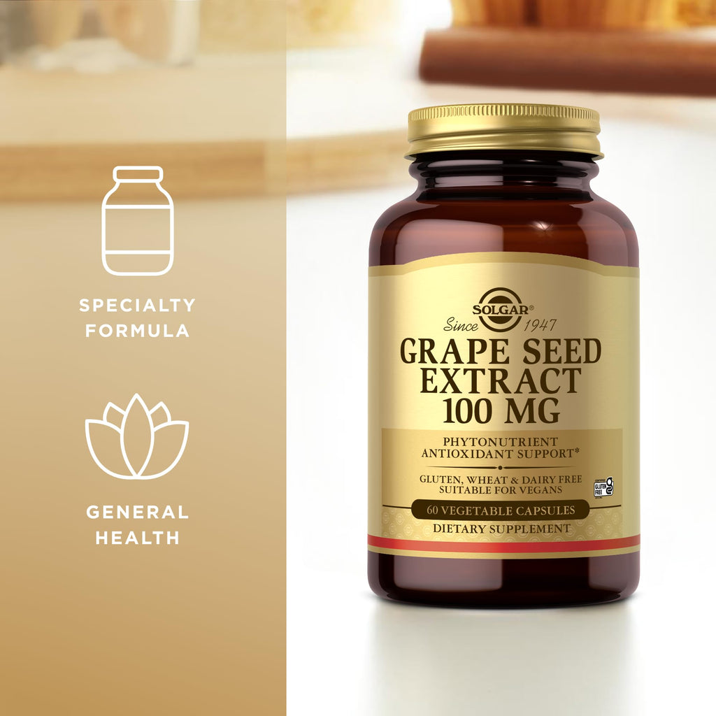 Solgar Grape Seed Extract 100mg capsules health supplement packaging