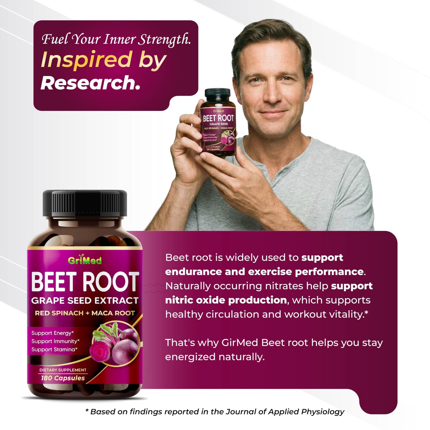 GriMed beet root extract 180 vegetable capsules label details