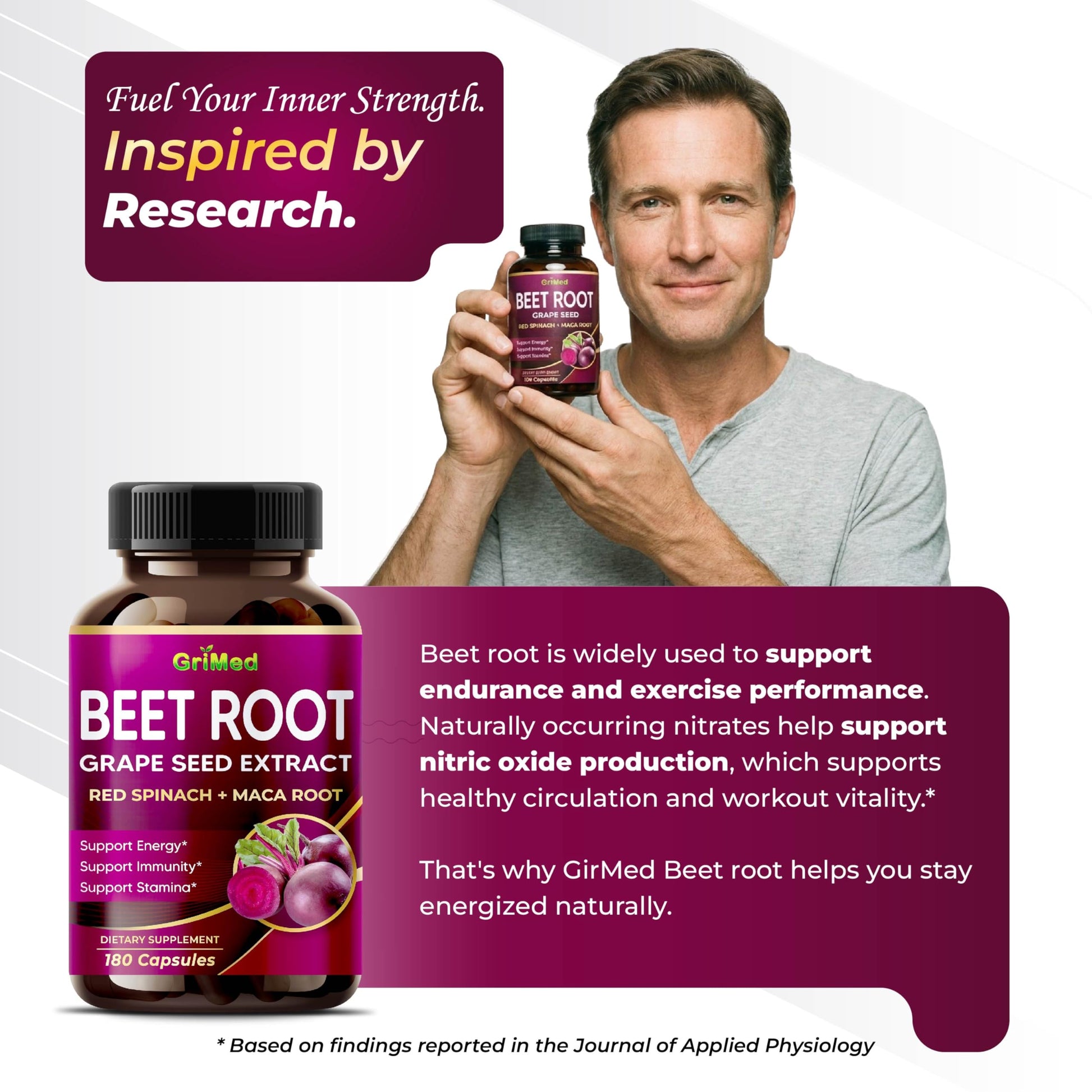 GriMed beet root extract 180 vegetable capsules label details