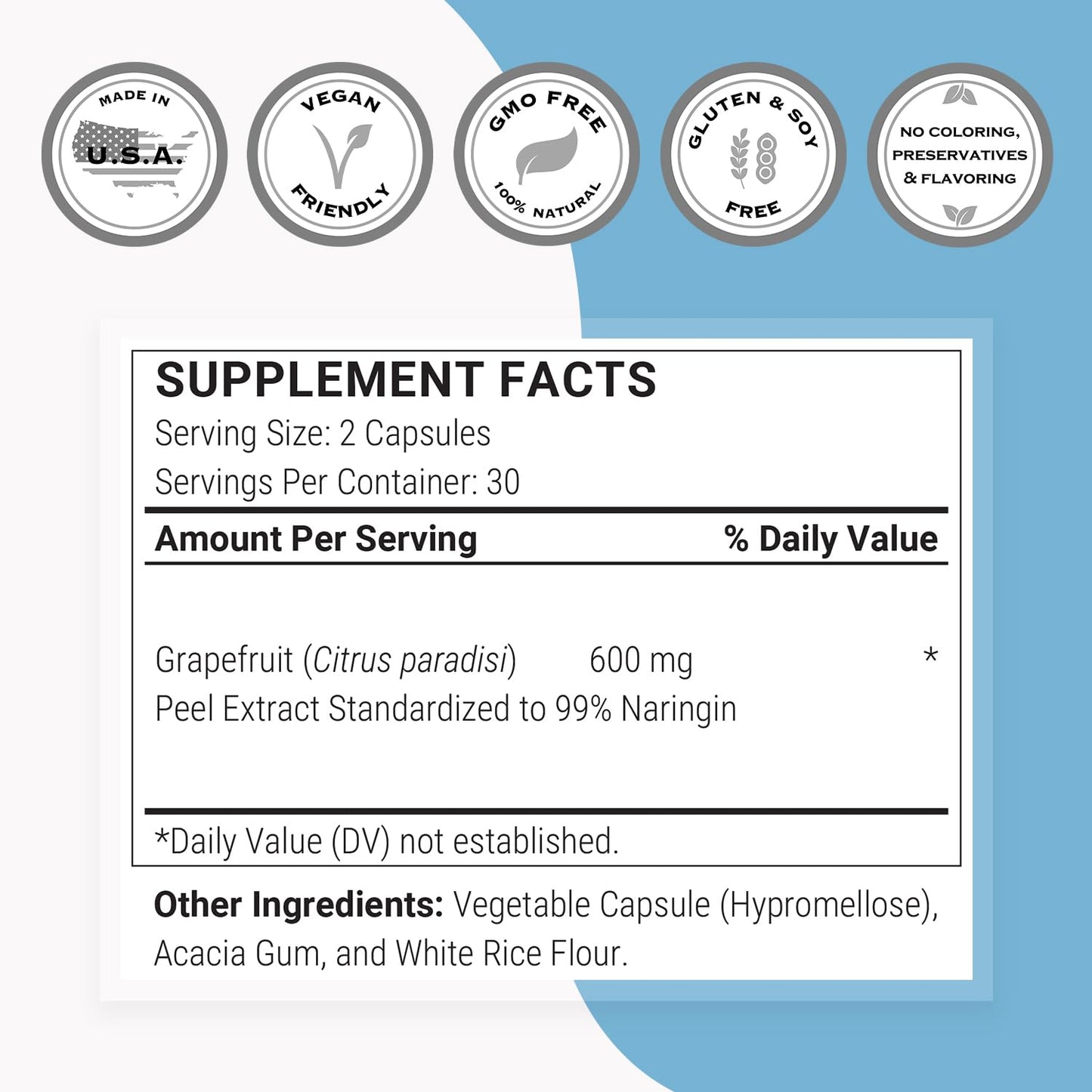 Supersmart Grapefruit Extract supplement facts label details
