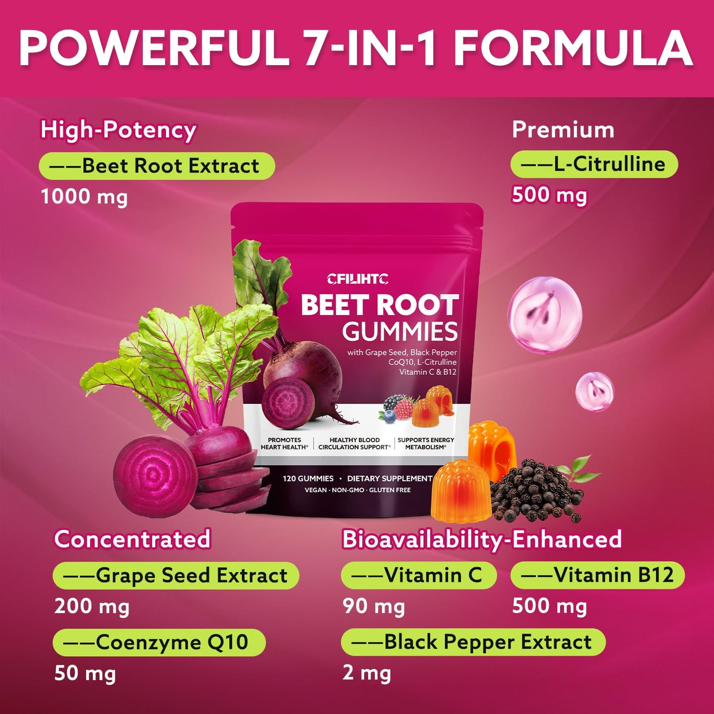 Nutritional information panel for iMATCHME beetroot supplement