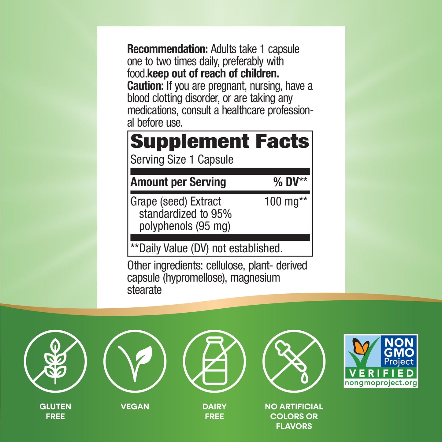 Grape Seed Extract Supplement Supporting Healthy Skin And Veins USA Import