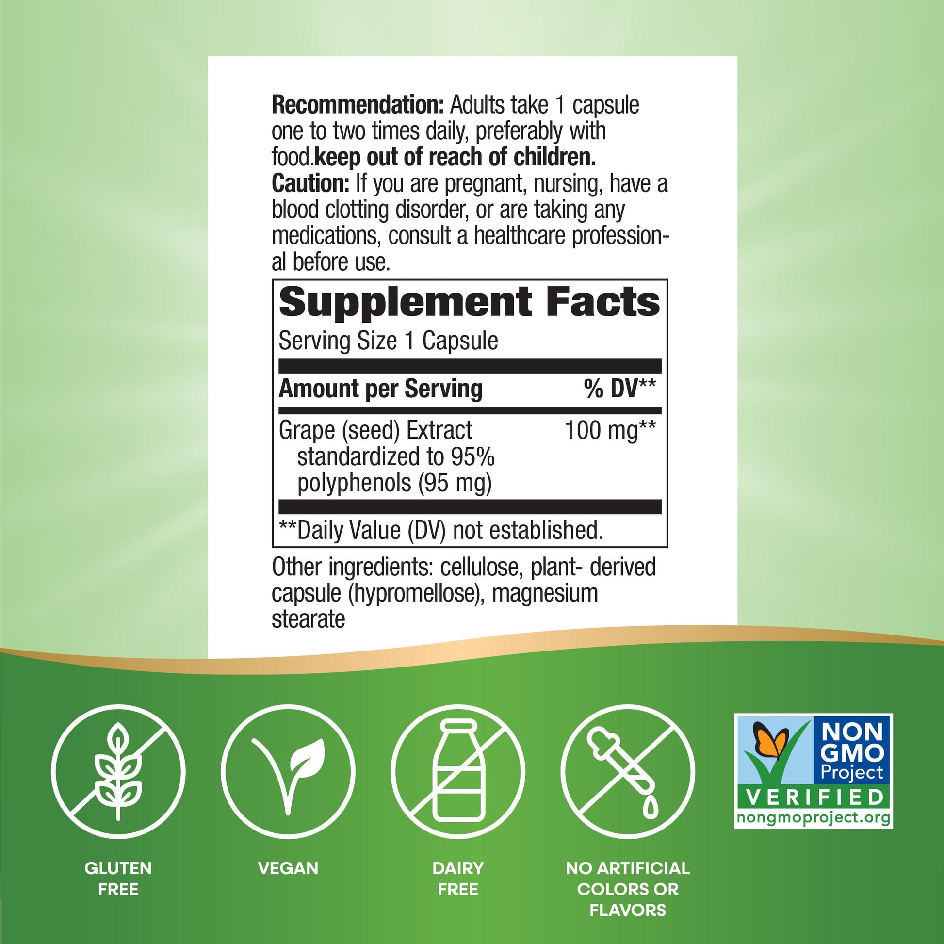 Grape Seed Extract Supplement Supporting Healthy Skin And Veins USA Import