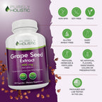 Back label of Purely Holistic Grape Seed Extract bottle
