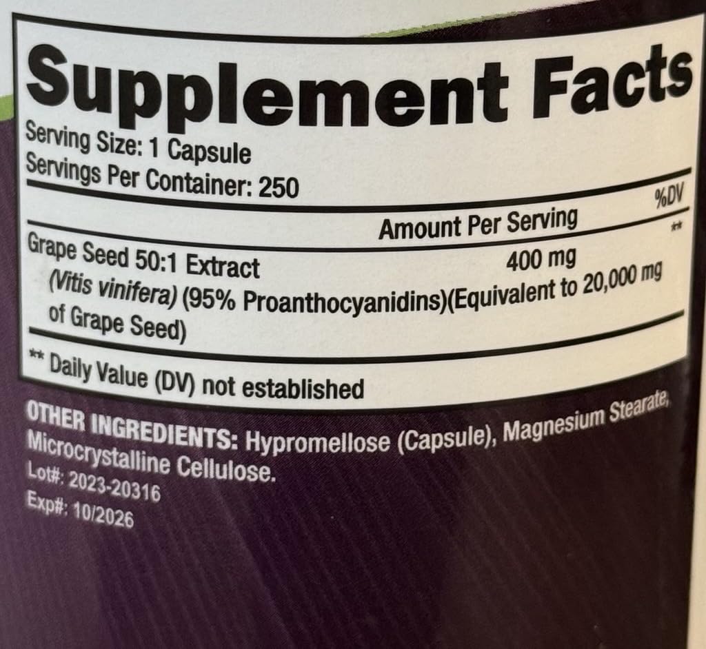 Close up of Purely Holistic Grape Seed Extract bottle packaging