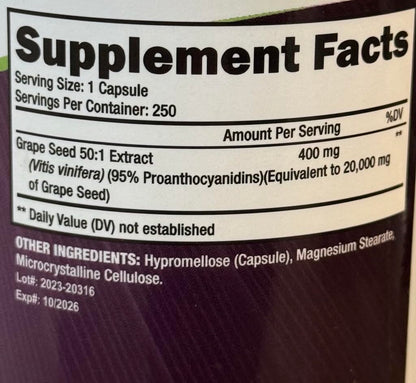 Close up of Purely Holistic Grape Seed Extract bottle packaging
