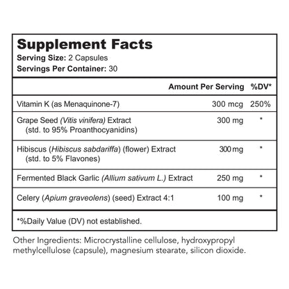 Bright Naturals Vaso Calm label showing ingredients and capsules