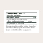 Thorne Grape Seed Phytosome supplement bottle side panel listing cardiovascular support benefits