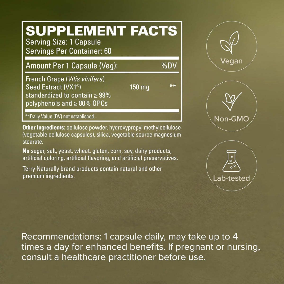 Top view of Terry Naturally Clinical OPC 60 softgels bottle