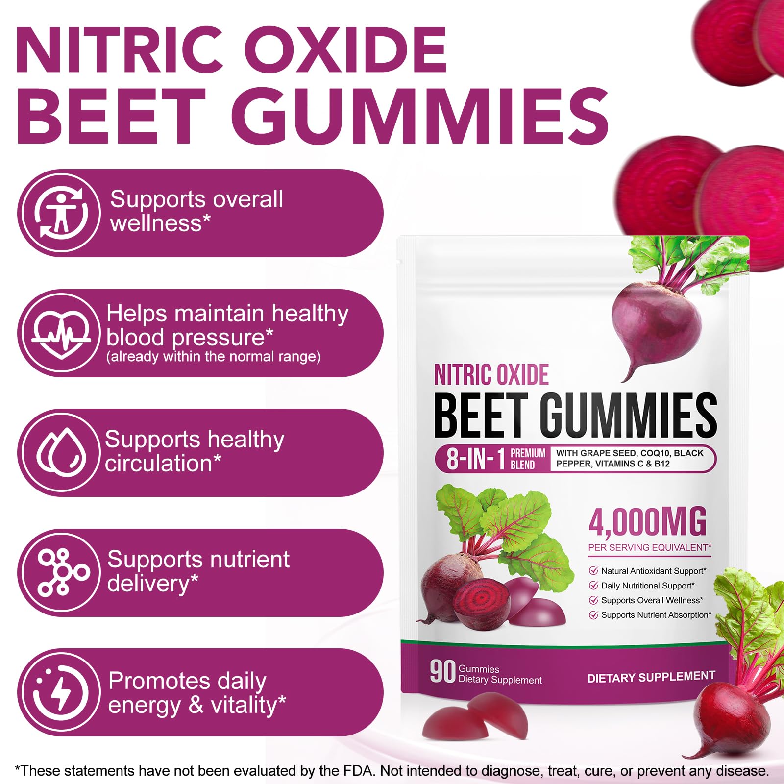 Echteyun 4000mg beetroot supplement label details