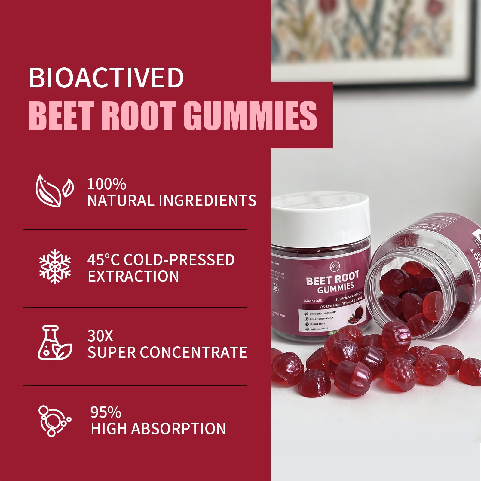 M Inch nitric oxide booster gummies showing 120 count label