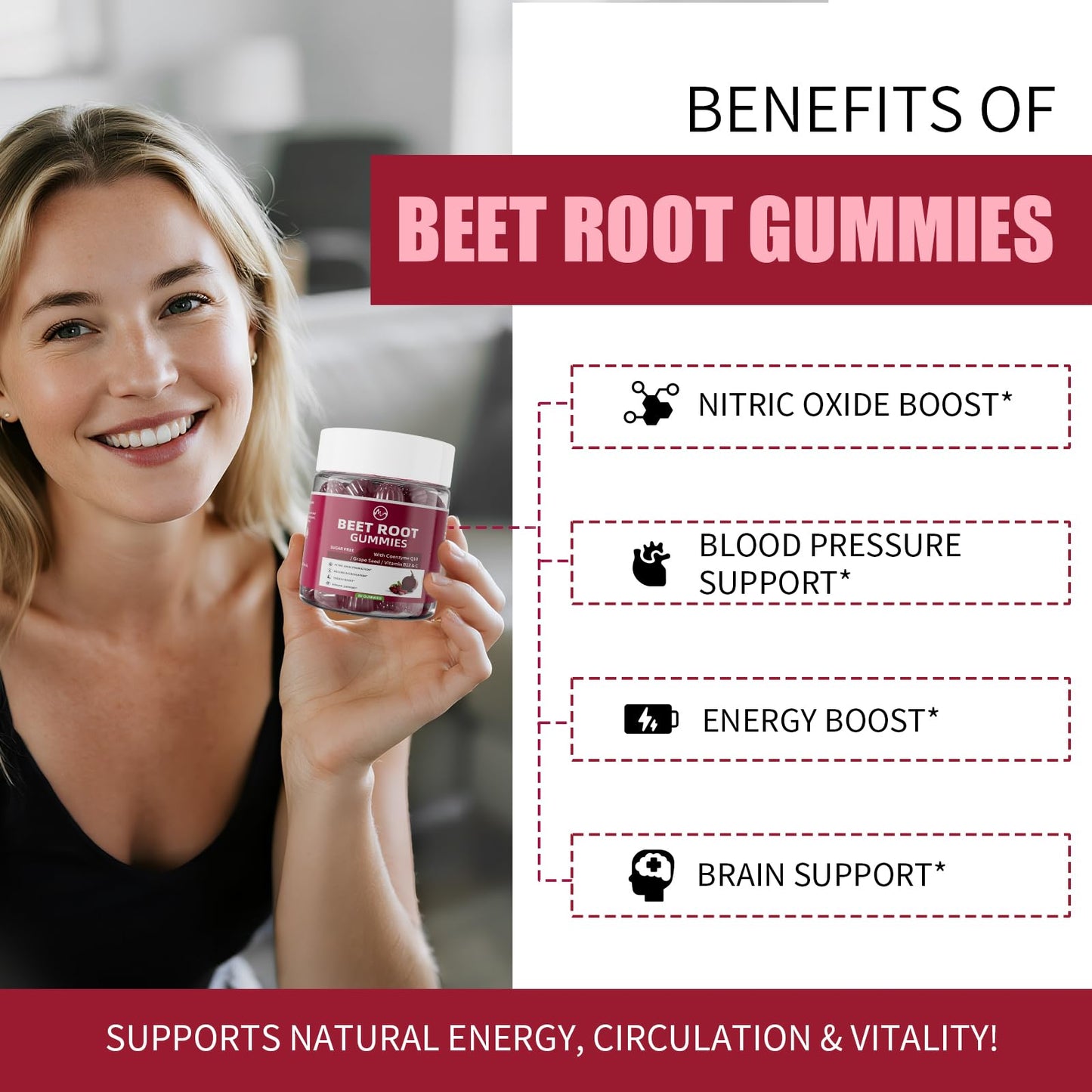 Back of M Inch beet root supplement bottle showing ingredient list
