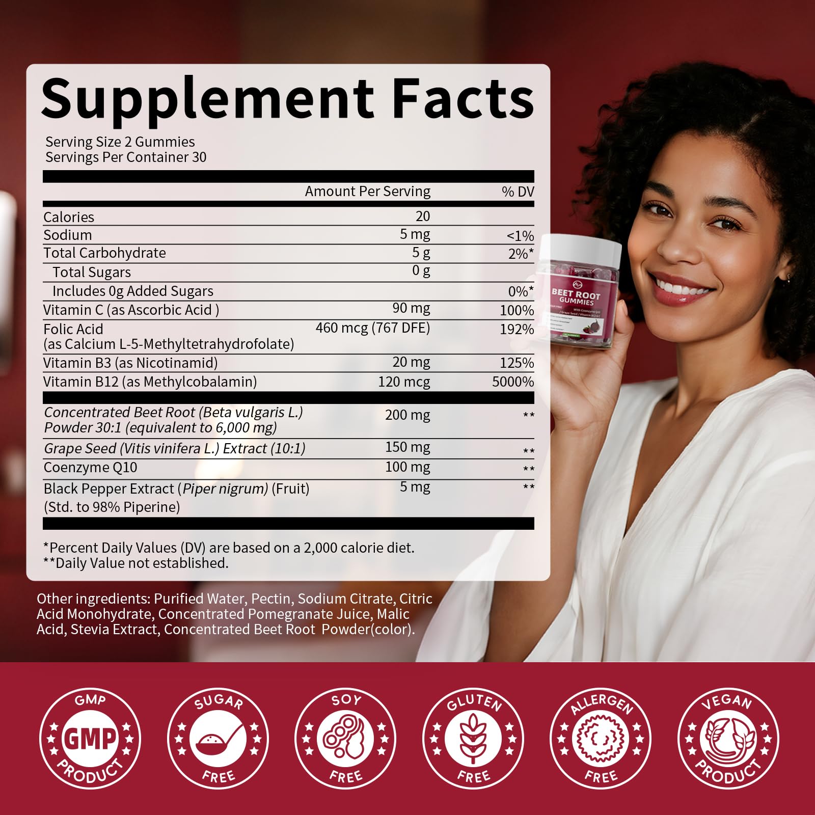 Lifestyle shot of M Inch beet root gummies for cardiovascular health