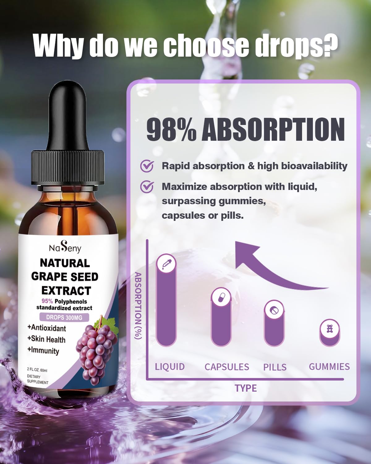 Authentic NaSeny grape seed extract packaging details