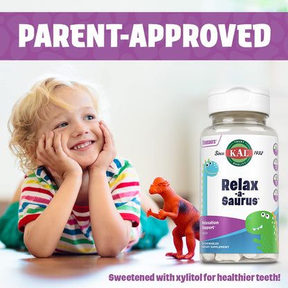 KAL Relax a Saurus L Theanine calming blend supplement packaging