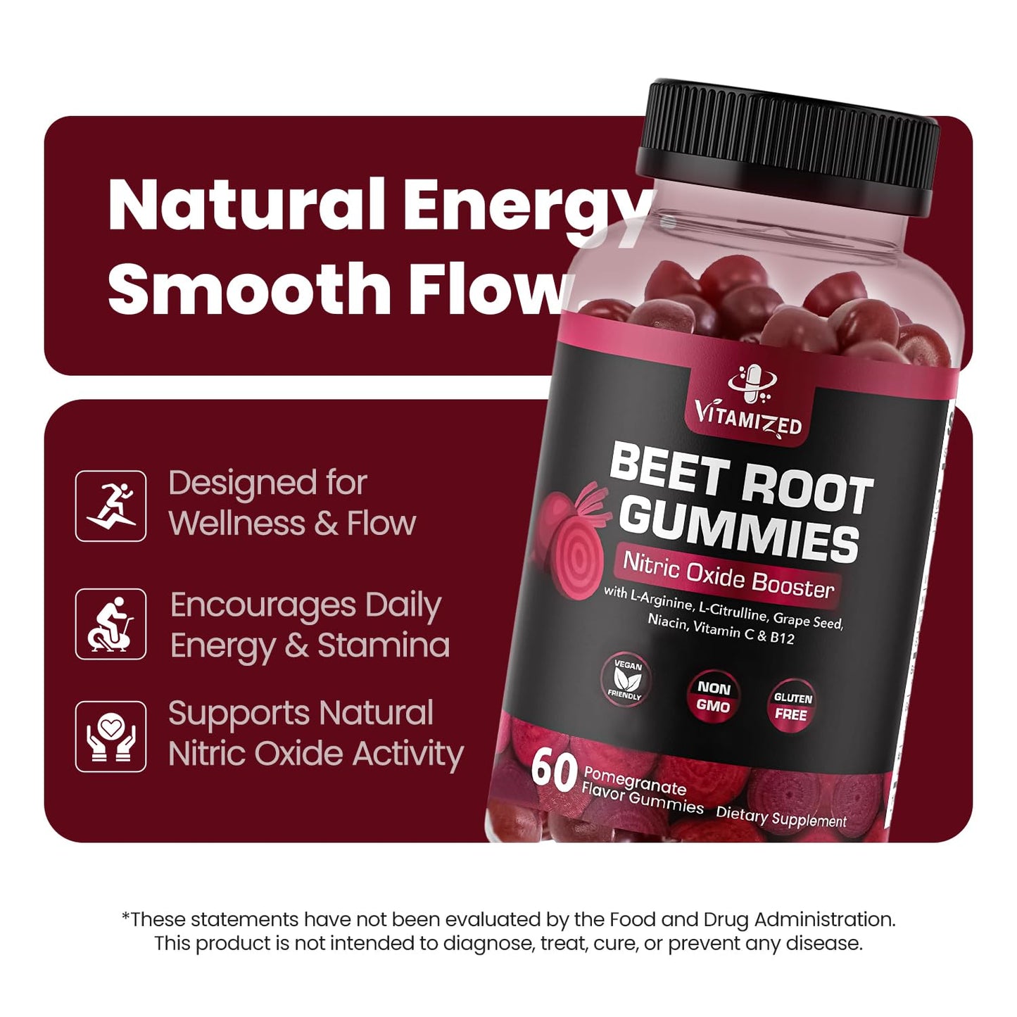 Vitamized Beet Root heart health supplement nutrition facts label