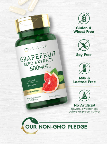 Close up of Carlyle 500mg Grapefruit Seed Extract capsule bottle cap