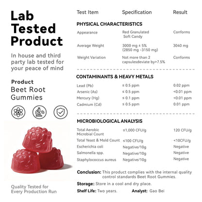 Imatchme Beet Root Gummies 60 count label details