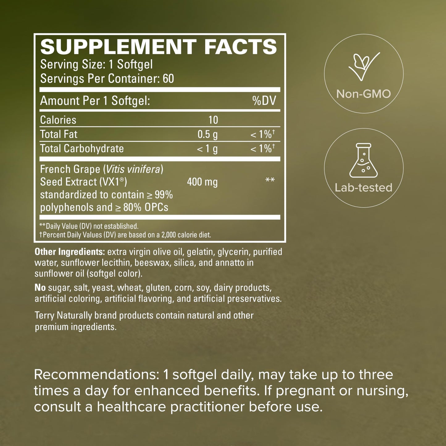 Terry Naturally French Grape Seed Extract VX1 branding