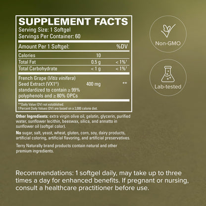 Terry Naturally French Grape Seed Extract VX1 branding