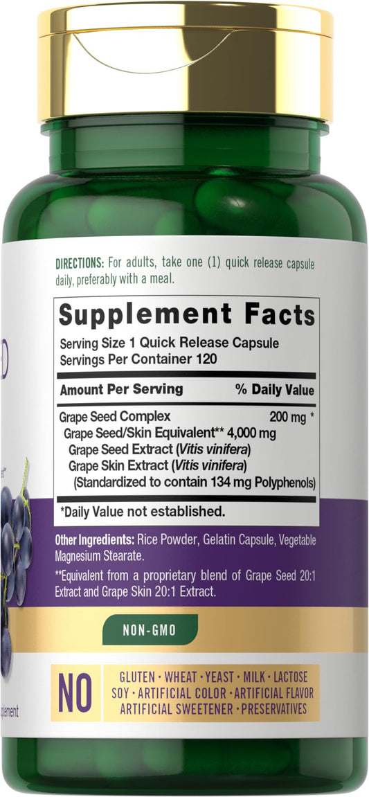 Carlyle Grape Seed Extract supplement facts label