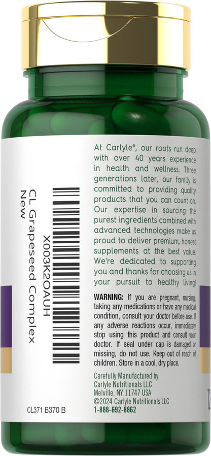 Carlyle Grape Seed Extract quick release capsules close up