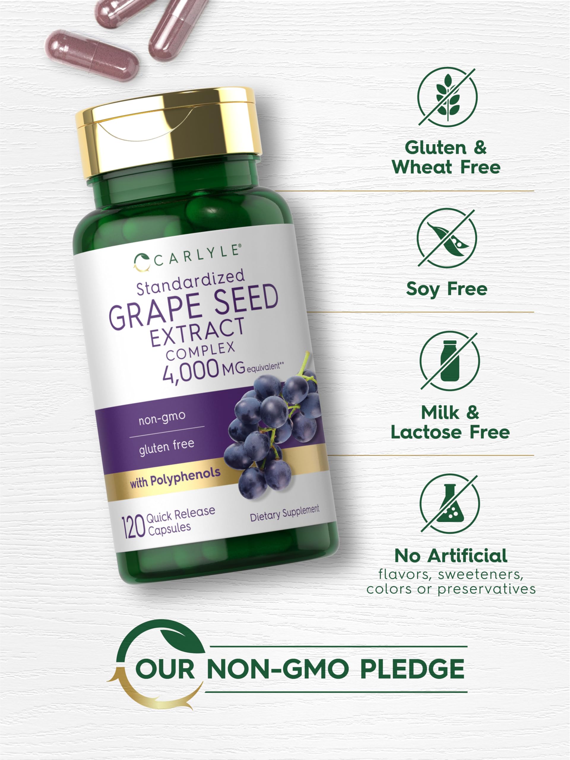 Carlyle Grape Seed Extract non-GMO gluten-free seal