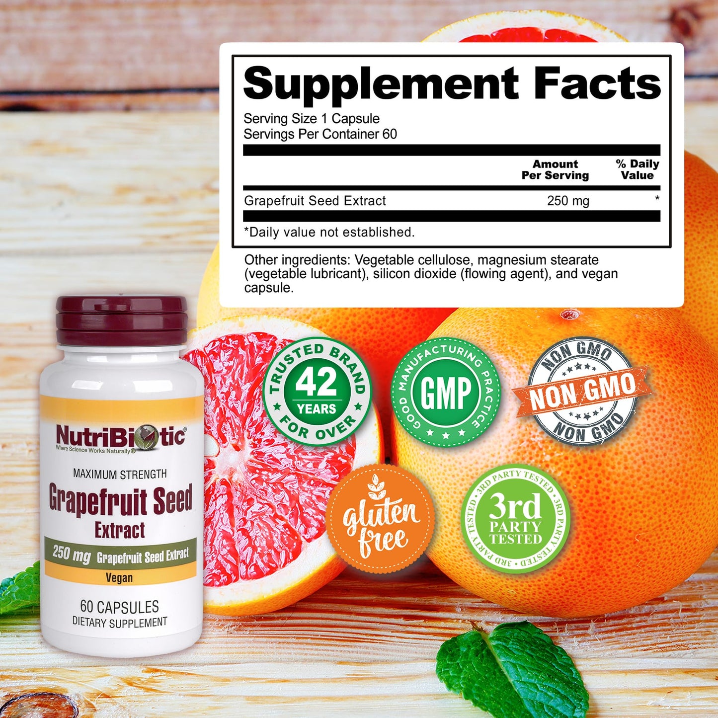 NutriBiotic Grapefruit Seed Extract vegan capsule detail