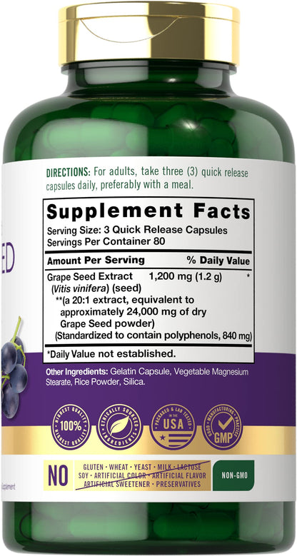 Carlyle Grape Seed Extract antioxidant supplement bottle