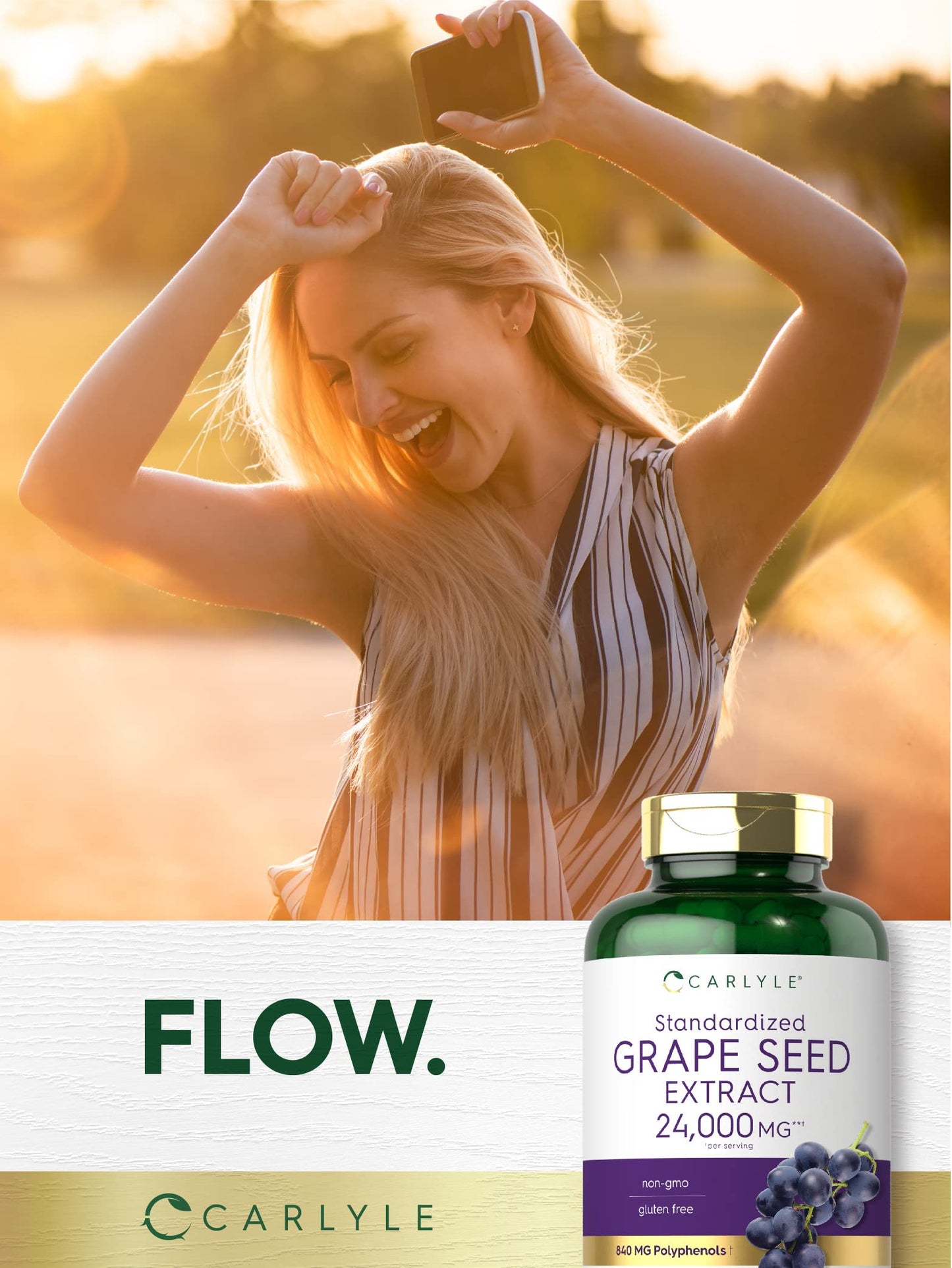 Carlyle Grape Seed Extract quick release capsule bottle