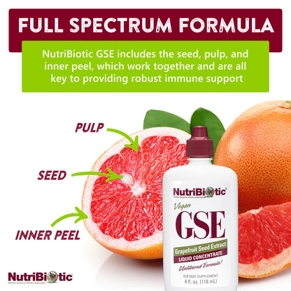 Pure grapefruit seed extract premium liquid supplement highlighting the non GMO and gluten free label