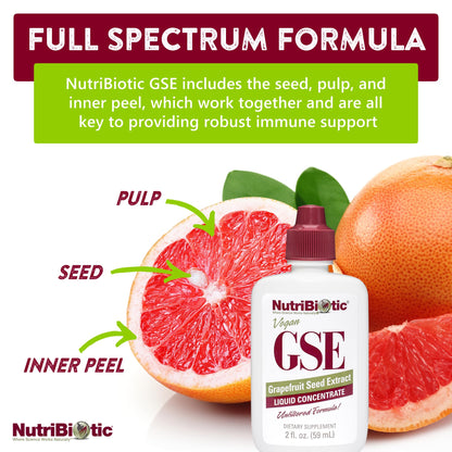 Authentic USA imported grapefruit seed extract liquid packaging highlighting the bioflavonoids formula and dosage instructions