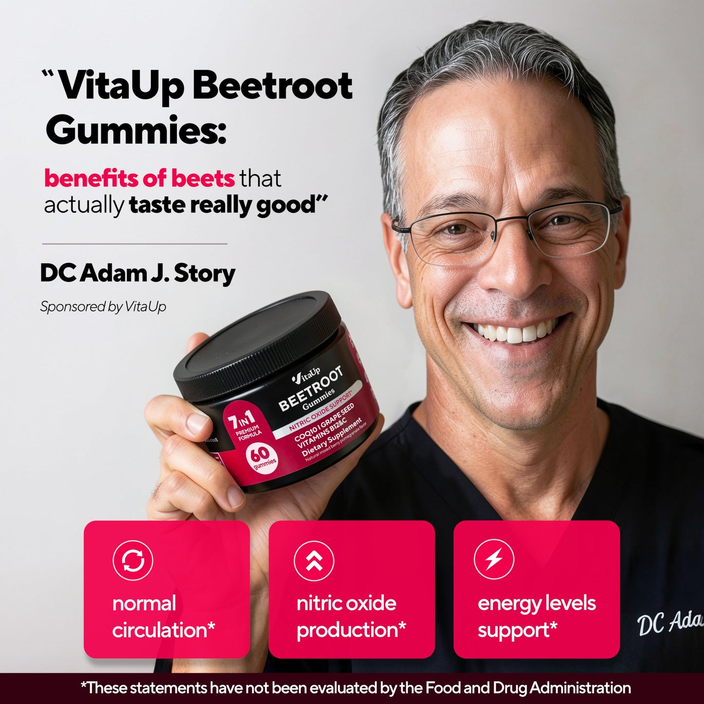Close up of VitaUp Beet Root Gummies nutritional label