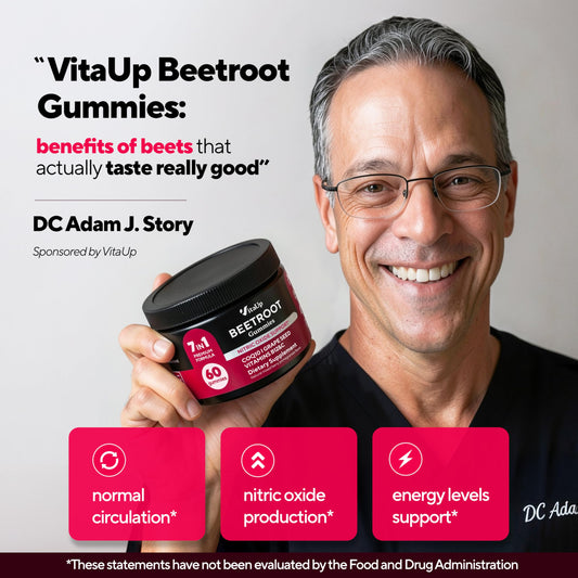 Close up of VitaUp Beet Root Gummies nutritional label