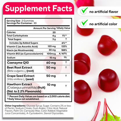 VitaUp Beet Root Gummies bottle side view showing ingredients