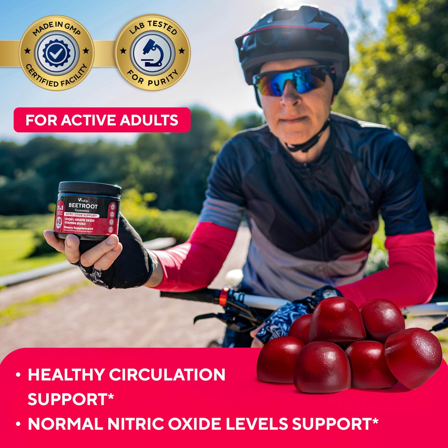 Texture and appearance of VitaUp red beet chewable gummies