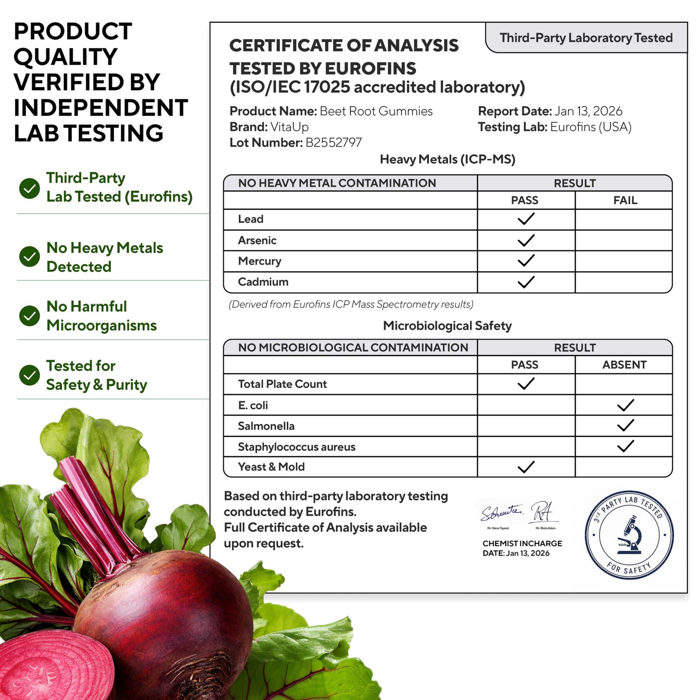 VitaUp Beet Root Gummies for cardiovascular and energy support